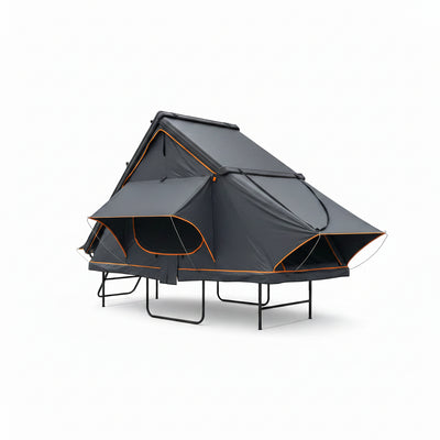 Adventurer Pro Rooftop Tent Hard Shell with Side Awning&Led Light Strip, 2-3 Person Roof Top Tent for 4 Season Camping, Aluminum Pop up Roof Tent for Truck Jeep SUV Van Trailer
