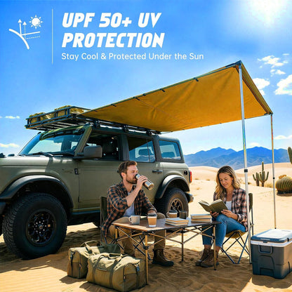 Vehicle Awning 8.2'X10' - Car Awning Roof Rack Pullout Sun Shade | Upgraded Twist-Lock Aluminum Poles, Vehicle 4X4 Side Canopy for SUV Truck Van Overlanding Camping, UV50+ Pu10000Mm Waterproof