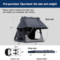 Rooftop Tent Hard Shell,Solar Panel Roof Top Tent Hardshell, Pop up Rooftop Camping for Jeep Truck Car SUV Van Wrangler.