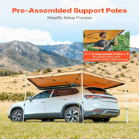 270 Degree Awning, 52 Sq.Ft Driver Side Vehicle Awning, UV50+ Waterproof Car Side Awnings with Carry Bag, All-Weather Overland Awnings Car Shelter for SUV Van Truck Camping