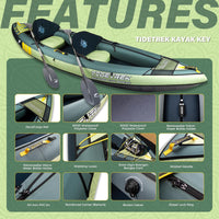 Inflatable Touring Kayak 1-Person & 2-Person with Waterproof Seat & Full Accessory Kit, Lightweight Recreational Kayak for Lake, River & Fishing