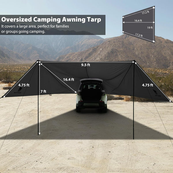 Car Tailgate Awning 19 X 16 FT, Waterproof Camping Shelter | Fits SUV, Truck, Van & Jeep, Easy Setup, UV Protection, Large Shade Coverage