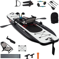 Inflatable Kayak with Pedal System, 12Ft Premium PVC Fishing Kayak, Portable & Lightweight with Rudder System, Aluminum Seat, and Accessories Included (HIN Included)