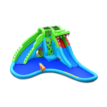 Inflatable Crocodile Style Water Slide Upgraded Kids Bounce Castle with 680W Blower