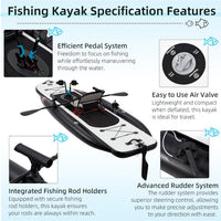 Inflatable Kayak with Pedal System, 12Ft Premium PVC Fishing Kayak, Portable & Lightweight with Rudder System, Aluminum Seat, and Accessories Included (HIN Included)