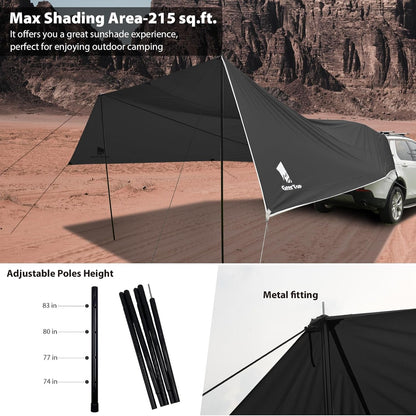 Car Tailgate Awning 19 X 16 FT, Waterproof Camping Shelter | Fits SUV, Truck, Van & Jeep, Easy Setup, UV Protection, Large Shade Coverage