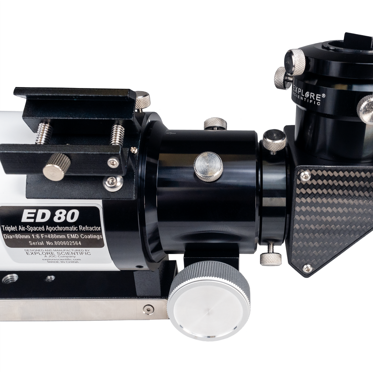 ED80 Essential Series Air-Spaced Triplet Refractor Telescope with 0.8x Focal Reducer and iEXOS-100-2 PMC-Eight Equatorial Tracker System