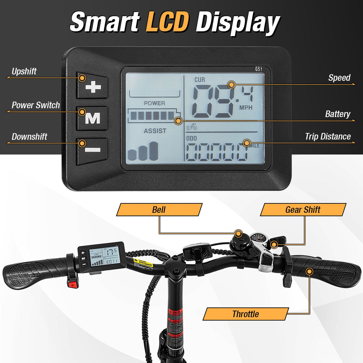 Folding Electric Bicycle for Adults with 20-Inch Fat Tires Snow E-Bike