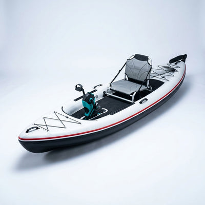 Inflatable Kayak Built to Navigate Waters, 12Ft Premium PVC, Pedal System, Rudder Control, Aluminum Seat