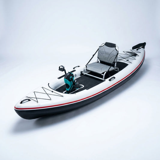 Inflatable Kayak with Pedal System, 12Ft Premium PVC Fishing Kayak, Portable & Lightweight with Rudder System, Aluminum Seat, and Accessories Included (HIN Included) — Studio Shot
