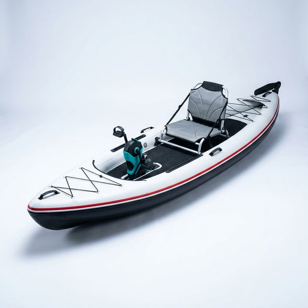 Inflatable Kayak with Pedal System, 12Ft Premium PVC Fishing Kayak, Portable & Lightweight with Rudder System, Aluminum Seat, and Accessories Included (HIN Included) — Studio Shot