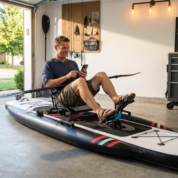 Inflatable Kayak Built to Navigate Waters, 12Ft Premium PVC, Pedal System, Rudder Control, Aluminum Seat
