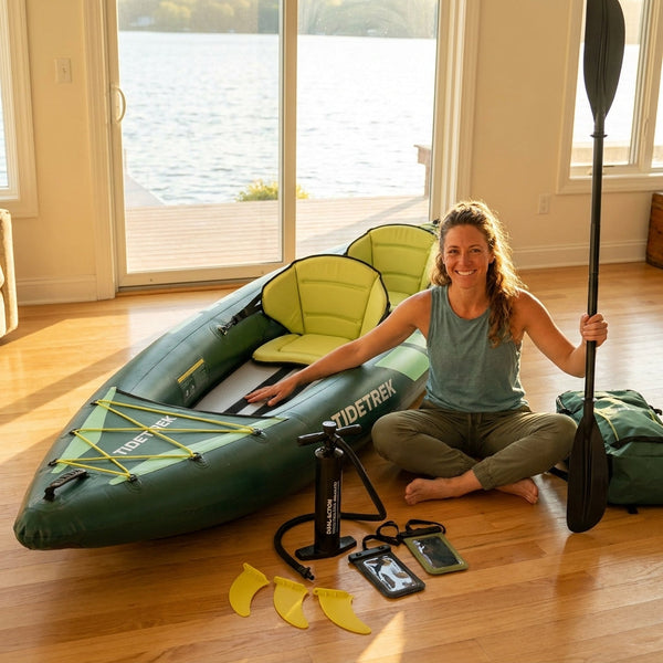 Inflatable Touring Kayak Built for Adventure, Puncture-Resistant PVC, Drop-Stitch Floor, Full Accessory Kit