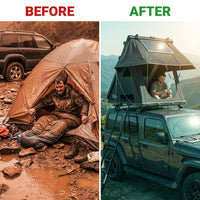 Rooftop Tent Hard Shell,Solar Panel Roof Top Tent Hardshell, Pop up Rooftop Camping for Jeep Truck Car SUV Van Wrangler. — Before & After