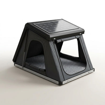 Rooftop Tent Designed for Adventure Camping, Hard Shell Aluminum, Solar Panel Roof, Pop-Up Quick Setup