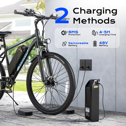 Electric Mountain Bike 750W Peak 48V Battery