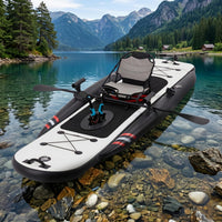 Inflatable Kayak with Pedal System, 12Ft Premium PVC Fishing Kayak, Portable & Lightweight with Rudder System, Aluminum Seat, and Accessories Included (HIN Included)
