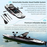 Inflatable Kayak with Pedal System, 12Ft Premium PVC Fishing Kayak, Portable & Lightweight with Rudder System, Aluminum Seat, and Accessories Included (HIN Included)